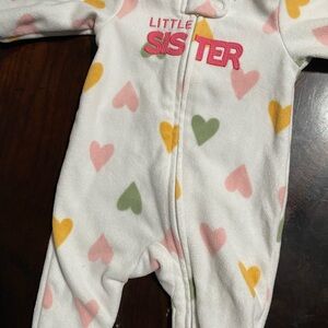 Carter's Heart Print Footie - Pink, Yellow, Green